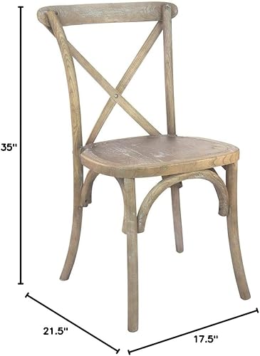 Miniatura 2 de EMMA + OLIVER Paquete de 2 sillas medianas naturales con respaldo en X de grano blanco