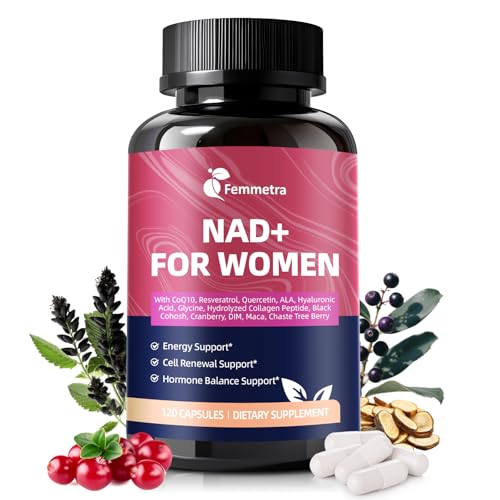 Femmetra NAD Supplements for Women - NAD+ Supplement for Hormone Balance - 14-in-1 NAD Resveratrol Supplement 1305mg, Supports Anti-Aging & Cellular Renewal - NMN Alternative, 120 Capsules