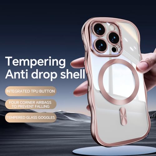Magnetische siliconen telefoonhoes iPhone 13 Pro Max, schokbestendig, draadloos opladen, camerabescherming, roze - Afbeelding 4