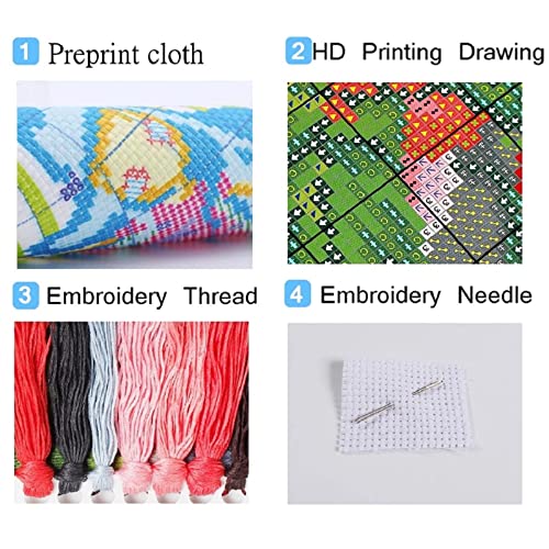 Image of Findvoor Stamped Cross Stitch Kits for Beginners Full Range of Cross Stitching Embroidery Pattern for Adults, 11CT DIY Needlepoint Embroidery Starter Kits-Colorful Flowers 15.7x19.7 inch