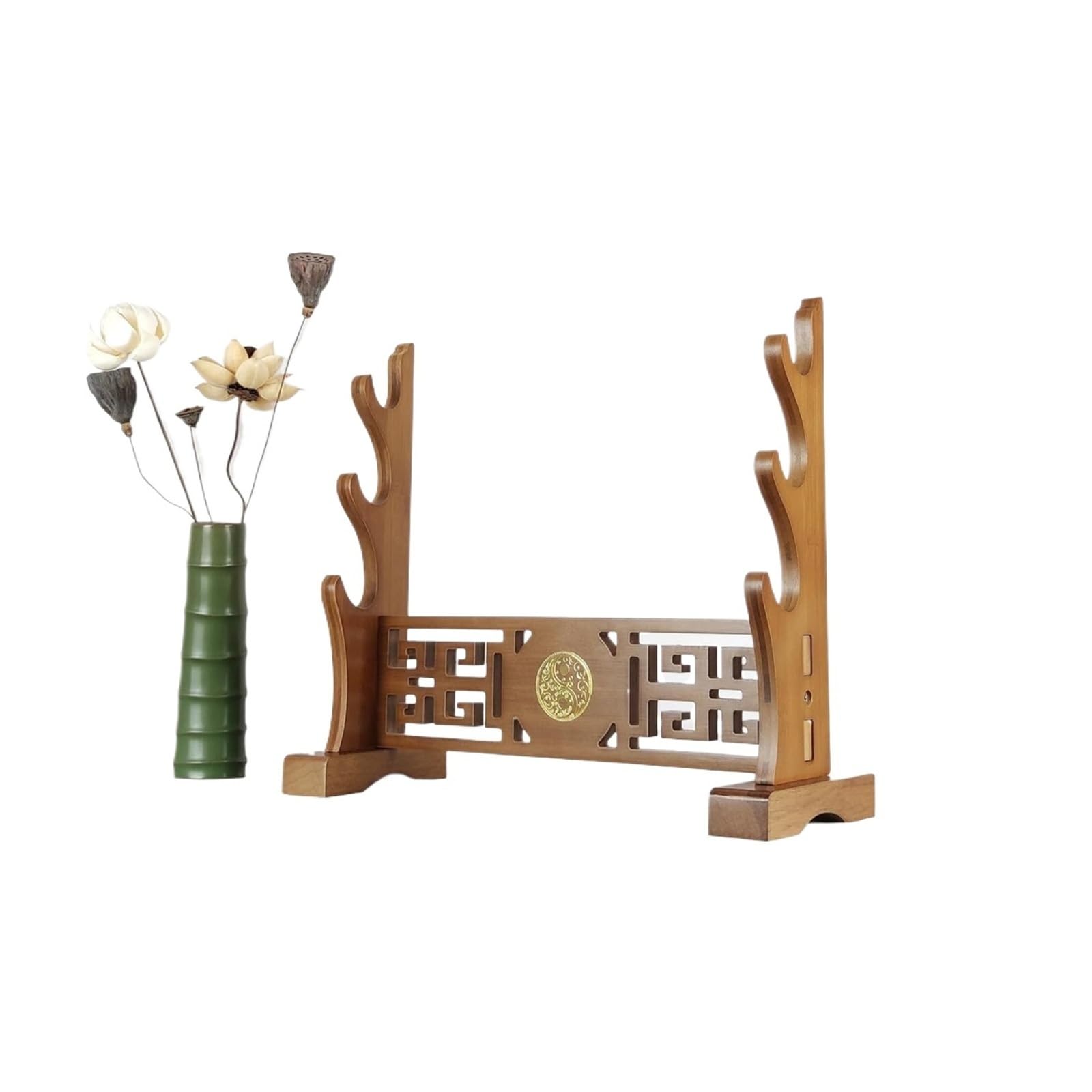 LYVQZPWLR Sword Katana Holder Stand， Bamboo Samurai Sword Rack, Brown, 1-3 Tier, Display Stand(Brown-2,34.5cm)