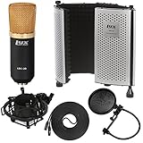 LyxPro Kit: Large Diaphragm Cardioid Condenser Microphone, Sound Absorbing Panel, Pop Filter, Shockmount, Cable, Windscreen, Case