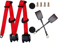 2-Pack Universal 3-Point Seat Belt Pads with Adjustable Retractable Straps - Comfort Covers for Go-Karts, Golf Carts, SUVs, Trucks & More (Red)