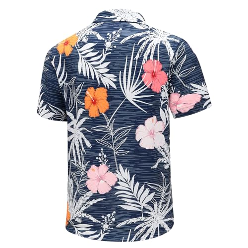 Image of Men's Hawaiian Shirt Tops Vintage Short Sleeve Button Down Beach Shirt Male Tropical Floral Summer Pullover Party Holiday