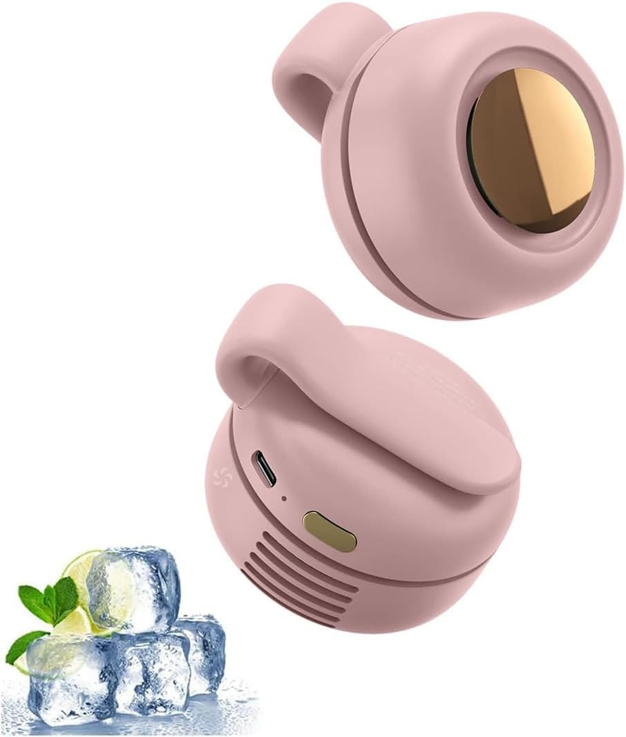Small Portable Clip-On Fan – 3 Speeds Mini Bladeless Fan, Rechargeable and Silent for Office, Travel, Outdoor, Fits Shirt, Waist and Belt (Pink)