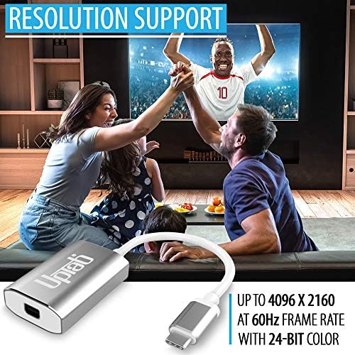 UPTab USB C to Mini DisplayPort Adapter (4K@60Hz) USB-C/Thunderbolt 3 to MDP Adapter with Power Port for New iPad Pro 2018 MacBook Pro 2016-2020 Galaxy S10 and many More USB-C Devices (Silver)