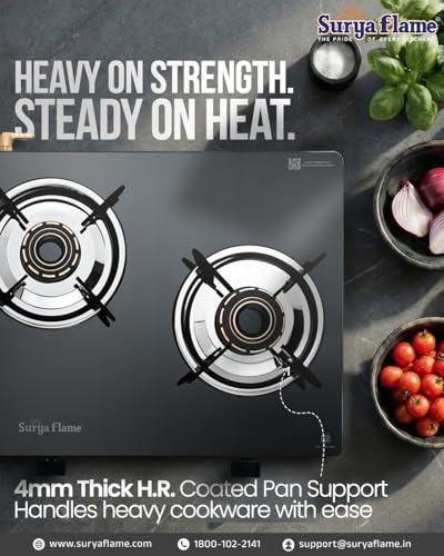 Surya Flame Creta Pro Gas Stove 4 Burners Glass Top | 5 Years Warranty | 4 Burner Stove, 4 Burner Gas Stove Glass Top with Experia Burners, Jumbo... - Image 6