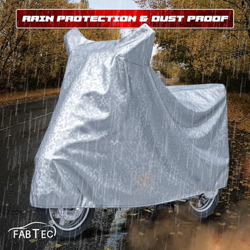 Image of FABTEC Waterproof Bike Body Cover Compatible with Suzuki Gixxer SF 250, A3 (Silver)
