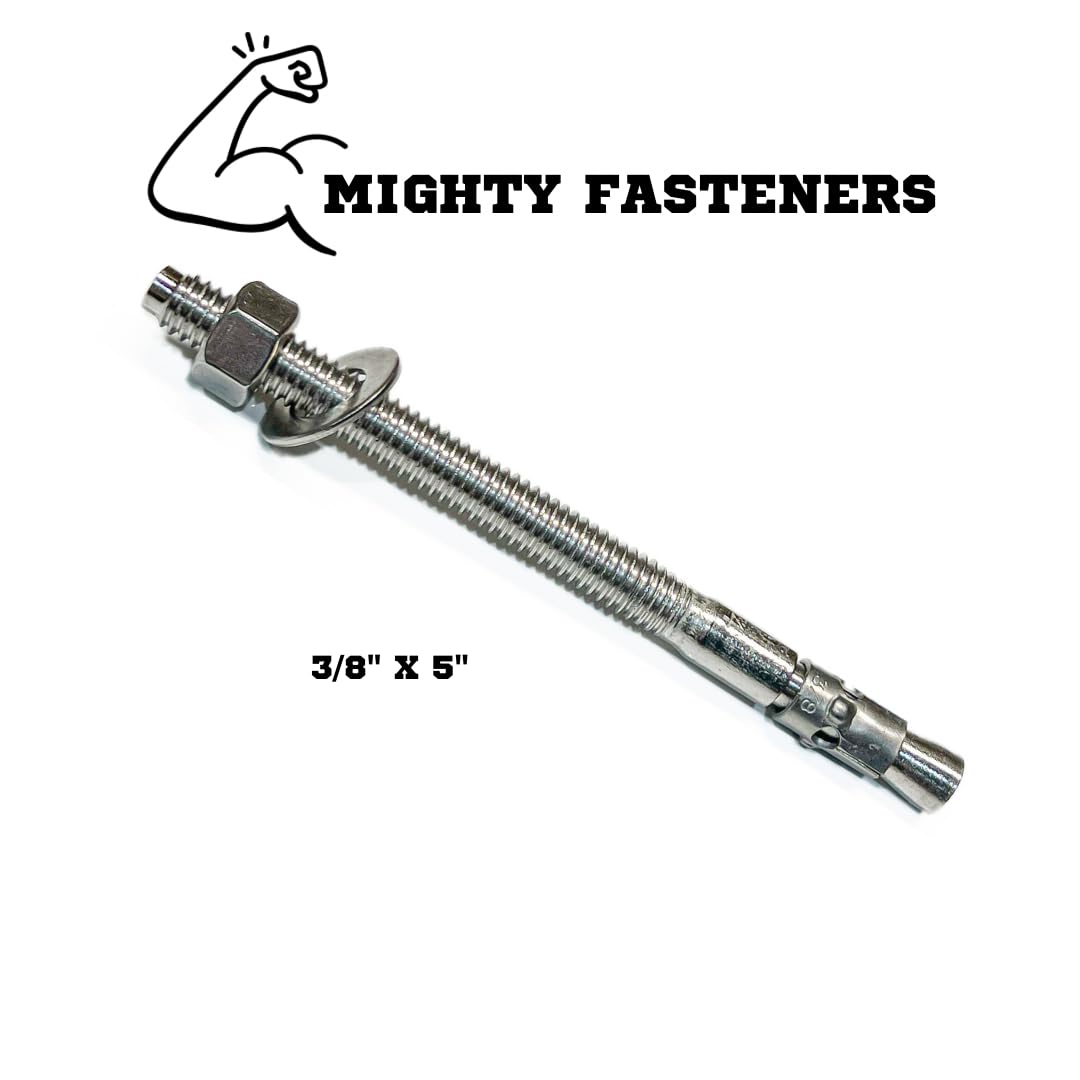 MIGHTY FASTENERS Tasselli a cuneo, 9,5 x 12,7 cm, in acciaio inossidabile 304, resistenti bulloni di espansione per calcestruzzo e muratura, prestazioni antiruggine, durevoli, confezione da 10