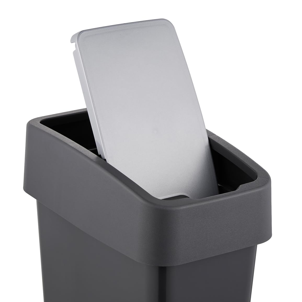Keeeper Poubelle avec Couvercle Rabattable Soft Touch 10 L 29.5x18x36.5 cm Gris Graphite