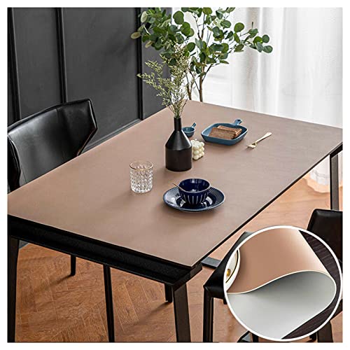 Mantel Cuero Mesa Rectangular Cuadrada, Manteles de Mesa Antimanchas, Impermeable Protector Mesa Comedor, Grande Mantel Individual Cuero, Mantel de Mesa de Piel (Size:90×180 cm,Color:Caqui + Gris) Cover