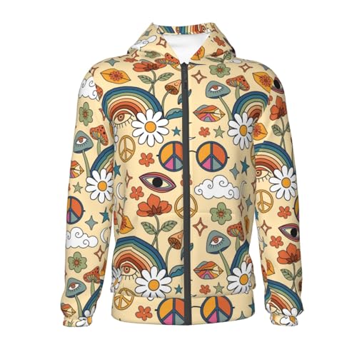 70s Hippie Style Kids Pullover Hoodies Boys Zip Up Sweatshirts Girls Athletic Clothes with Pocket2