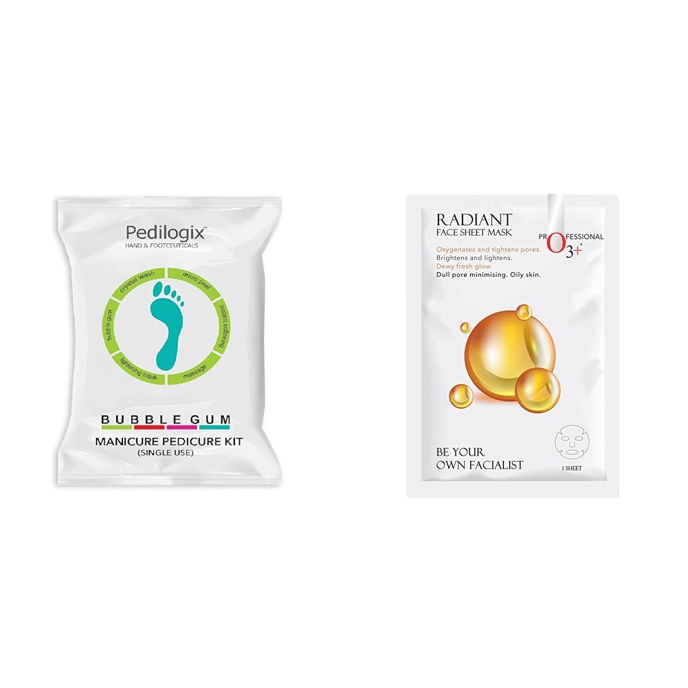 O3+ Pedilogix Bubblegum Manicure Pedicure Kit for Hand and Feet Lightening & O3+ Facialist Radiant Face Sheet Mask for Oxygenates and tightens pores to reduce uneven skin tone (30g) Combo-image-35