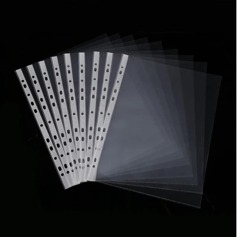 Image of Saya Heavy Duty 50 Pcs 200 Micron Transparent Document Sleeves, Leaf Sheet Clear Certificates, Waterproof Sheet Protectors 11 Holes Punched Ring Files Folder (A4 Size) (50 Sheets - 200 Micron)