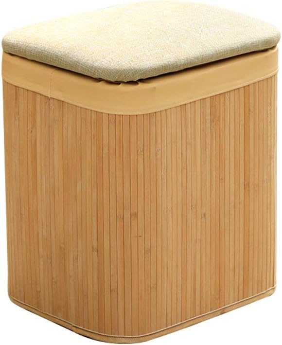 Tabouret à langer avec coffre de rangement en bambou gain de place