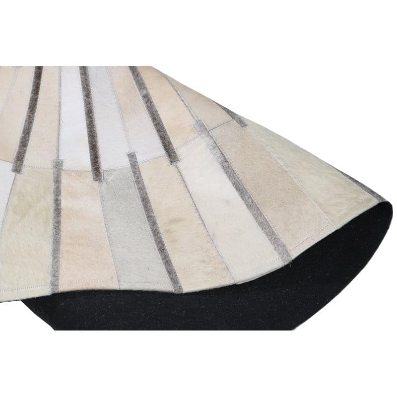 Tapete redondo de cuero vacuno 8x8 pies beige y gris miniatura 6