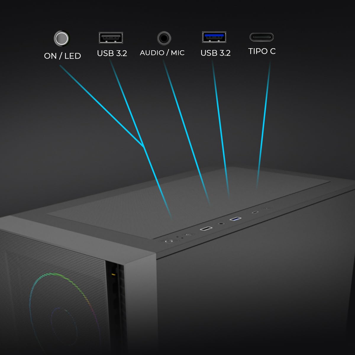 YEYIAN PC Gamer Elara | Processore AMD Ryzen 7 7800X3D Gaming 8 Core a 5,0 GHz | Scheda grafica NVIDIA GeForce RTX 5070 12GB GDDR7 | 32GB DDR5 6000MHz | SSD 1TB NVMe Gen4 | Win 11 Pro