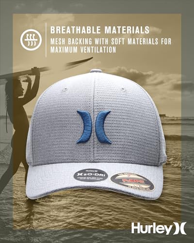 Image of Hurley Men's Baseball Cap - Lightweight Curved Bill H2O Dri Fitted Caps for Men