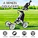 HRVEOCEI 4-Wheel Golf Push Cart for Golf Bags, One-Touch Fold Push Golf Bag Carts with Wheels, Adjustable Handle Foot Brake, Drink & Gear Holder, Lightweight Aluminum