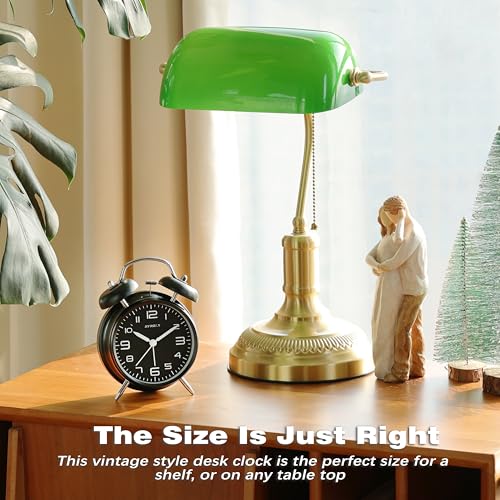 Image of AYRELY Super Loud Alarm Clock for Heavy Sleepers Adults,Twin Bell Retro 4 Inch Silent Non-Ticking Quartz with Backlight, Metal dial, Alarm Clocks for Bedrooms Bedside(3D Dial - Black)