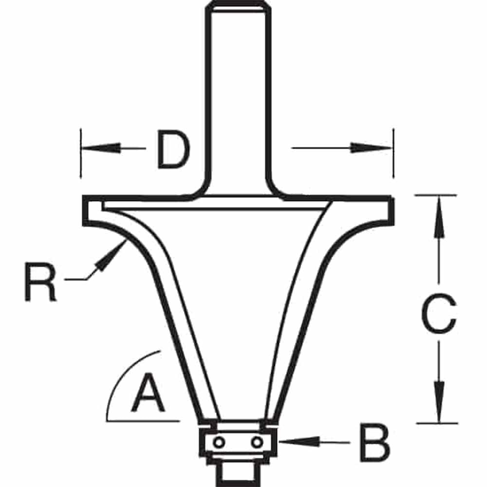 Trend frez spiralny down-cut z łożyskiem, trzpień 1/2", Ø12,7 mm | Do czystego frezowania w dół, prowadzenie na łożyskach, pełny węglik wolframu; S55/5LHX1/2STC
