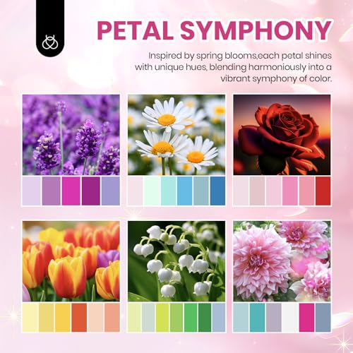 Image of Beetles 36 Colors Gel Polish Set - Petal Symphony Collection, 40 Pcs Pastel Gel Polish Set Pink Red Green Blue Color Gel with Base&Glossy Matte Top Coat UV LED Nail Art