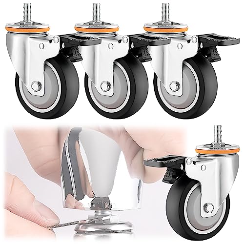 Swivel Caster Wheel 2.5" 3" 4" 5" 4 Pack with Dual Locking B...