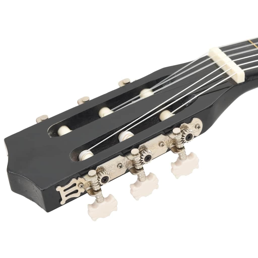 Chitarra da concerto 3/4, 91,4 cm, nera, per principianti e bambini, con custodia, tracolla, plettri, corde, accordatore