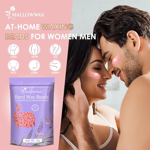 Image of Mallowwax Hard Wax Beads for Hair Removal, 2LB Wax for Sensitive Skin