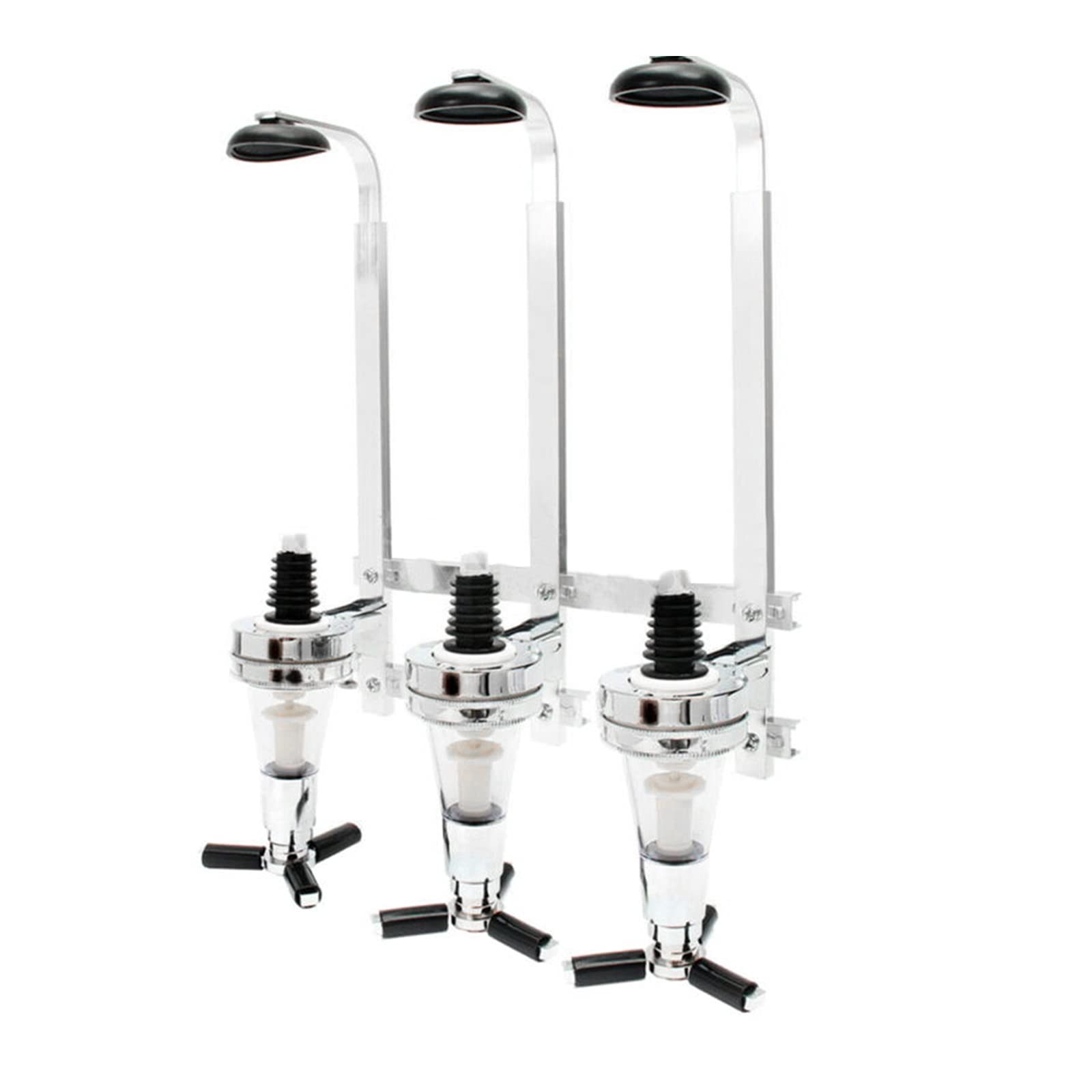 3 botellas ópticas para bar del hogar, soporte montado en la pared, dispensador de vino, juego de vasos Optic Spirit para bar de acero para el hogar y pub (3 botellas)