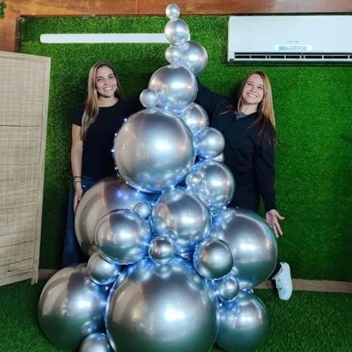 Image of Jobkoo Metallic Blue Balloons, 12Inch Chrome Light Blue Balloons 30Pcs Pastel Baby Blue Metallic Party Balloons Sky Blue Chrome Helium Latex Balloon for Birthday Baby Shower Wedding Party Decorations
