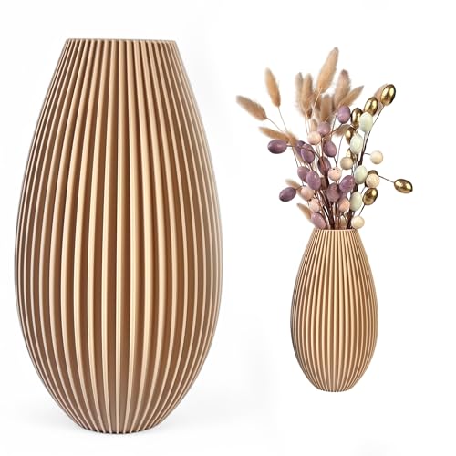 Unzerbrechliche beige Vase 20 cm – Modernes Design mit Riffelung – Für Trocken- & Frischblumen – Boho Deko für Zuhause Unzerbrechliche beige Vase 20 cm – Modernes Design mit Riffelung – Für Trocken- & Frischblumen – Boho Deko für Zuhause