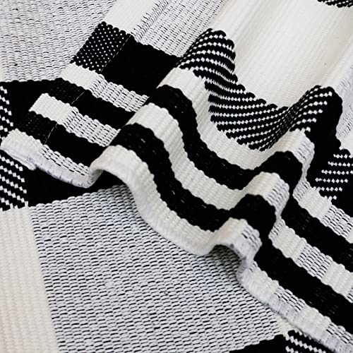 Tapete Buffalo Plaid 4' x 6' negro y blanco tejido en algodón miniatura 7