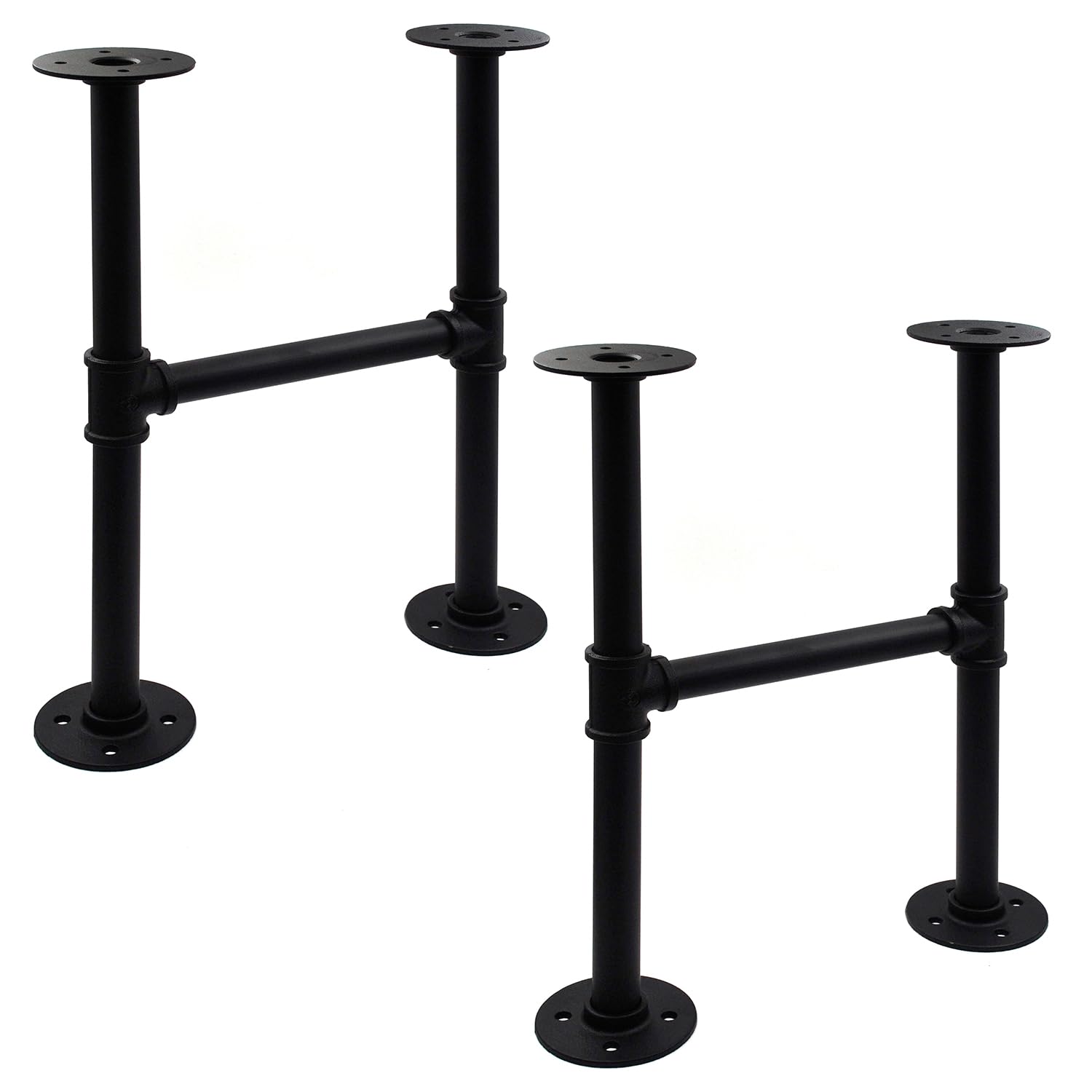 40,6 cm industrielles Rohr-Tischbein-Set, Eisen-Basisbeine für Couchtische, Schreibtische, Nachttisch, Vintage, dunkelgrau-schwarz, raue Rohre, 2 Stück