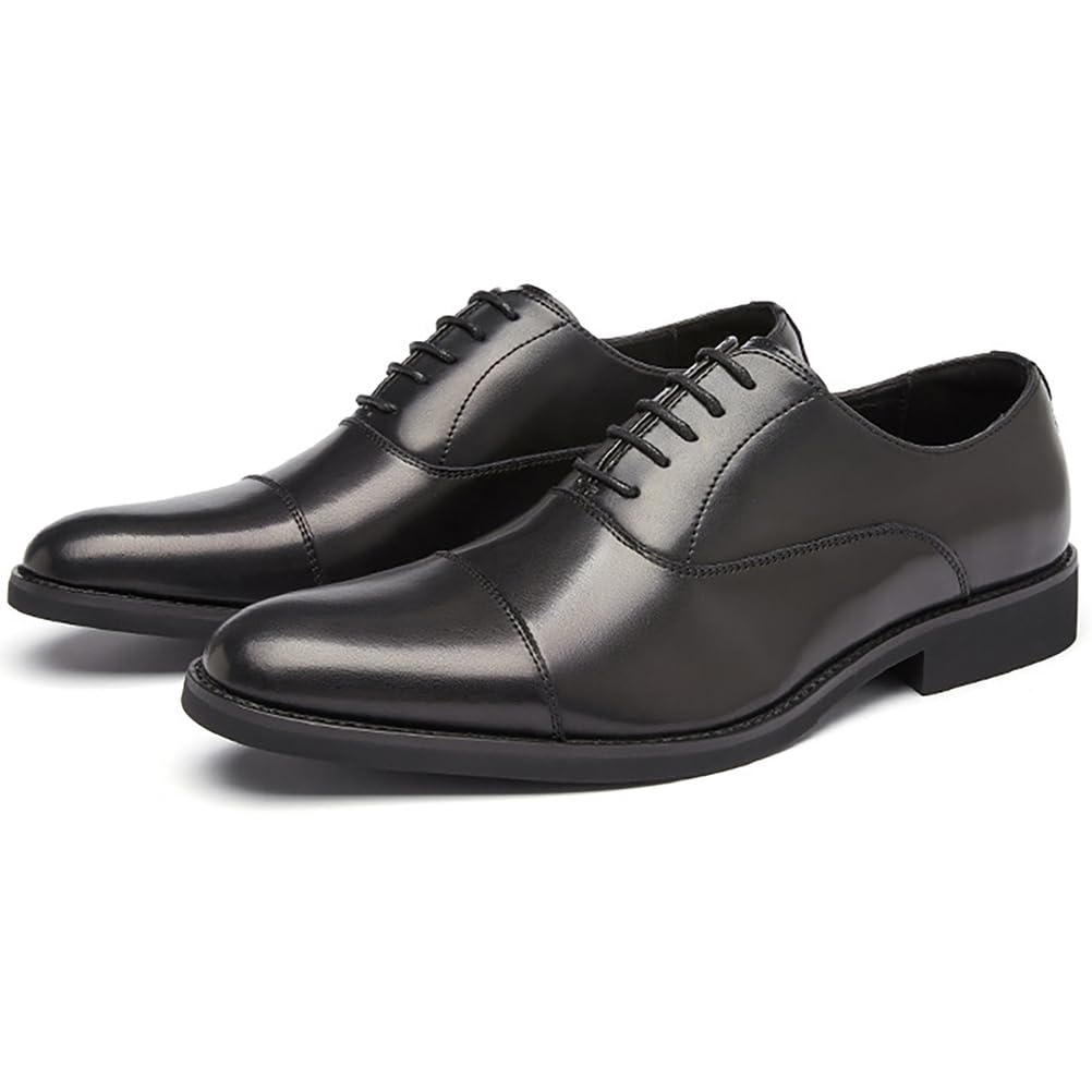 Zapatos de Vestir Formales para Hombre, Oxford Derby para Bodas, oficinas de Negocios, Trabajo, Bailes, clásicos con Cordones Antideslizantes,Negro,43