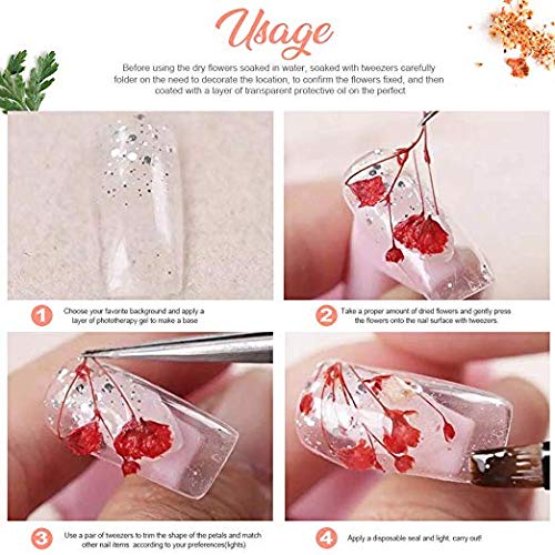 image for Teenitor Teenior 24 Colors Nail Dried Flowers, 3D Nail Art Sticker for