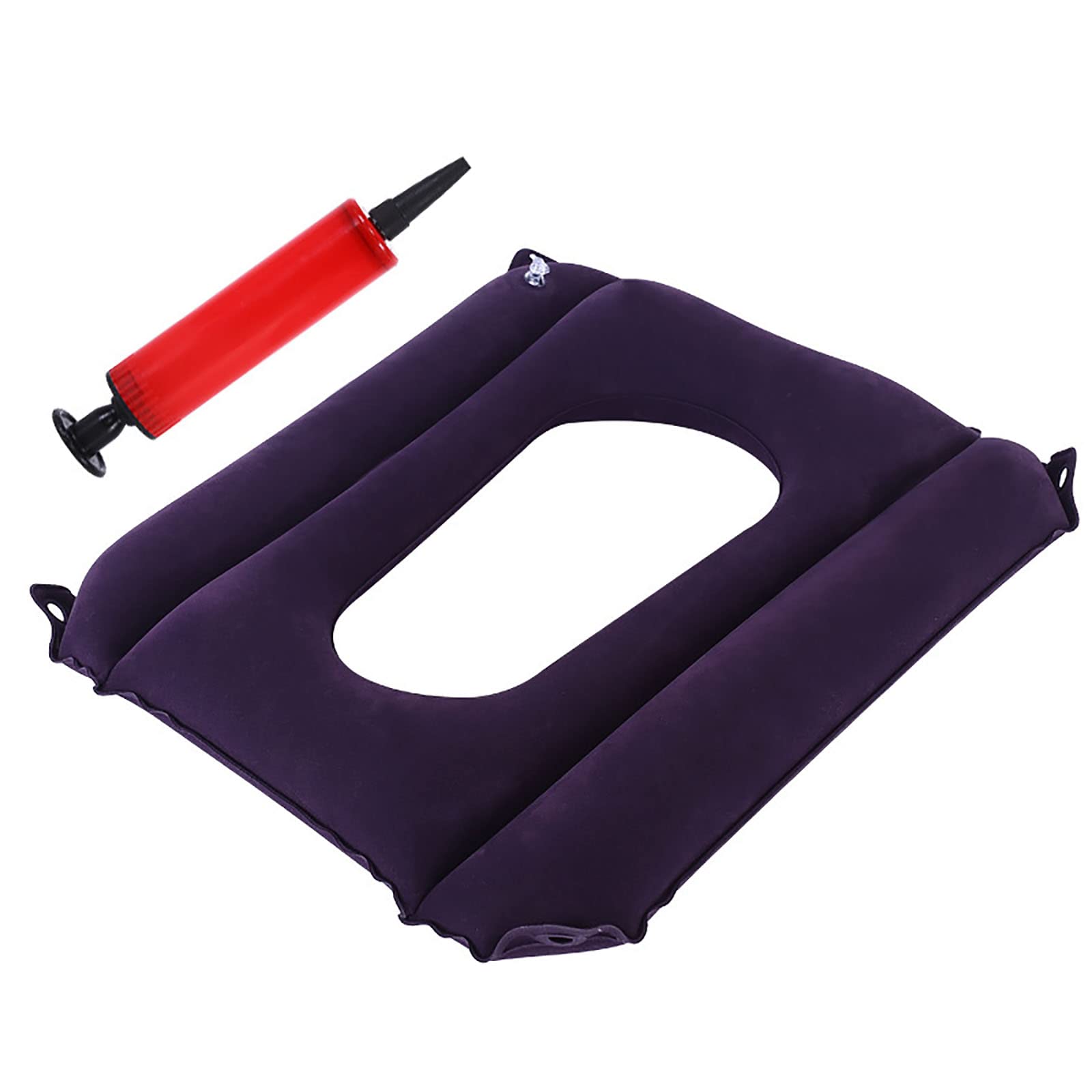 Cojín de Anillo Inflable, cojín antiescaras cómodo para Ancianos Cojín de Asiento de Inodoro Cojín de Aire Lavable con Orificio (Color: PVC Azul) (Azul Flocado)