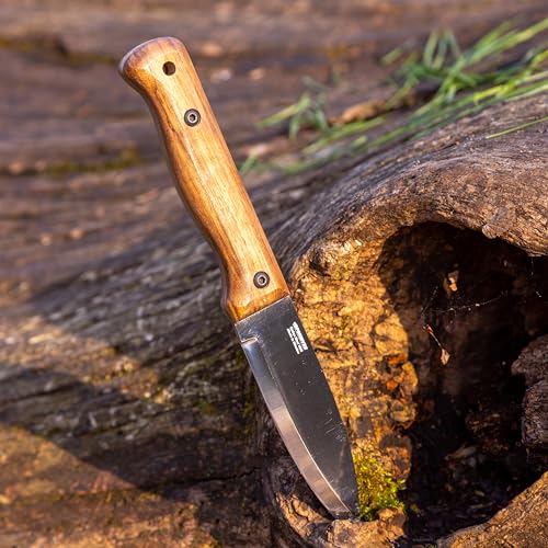 BPS Knives B1 CSH - Bushcraft-Messer mit Lederscheide - Campingmesser - Outdoor-Kohlenstoffstahlmesser mit Durchgehender Klinge - Handgefertigtes Lagermesser - Survival-Taktikmesser – Bild 5