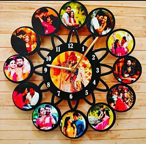 Personalized Wooden Wall Clockfor Your Best Friend Husband Anniversary Marrige with 13 Photos (15 X 15 Inch Black) Gift-image-34