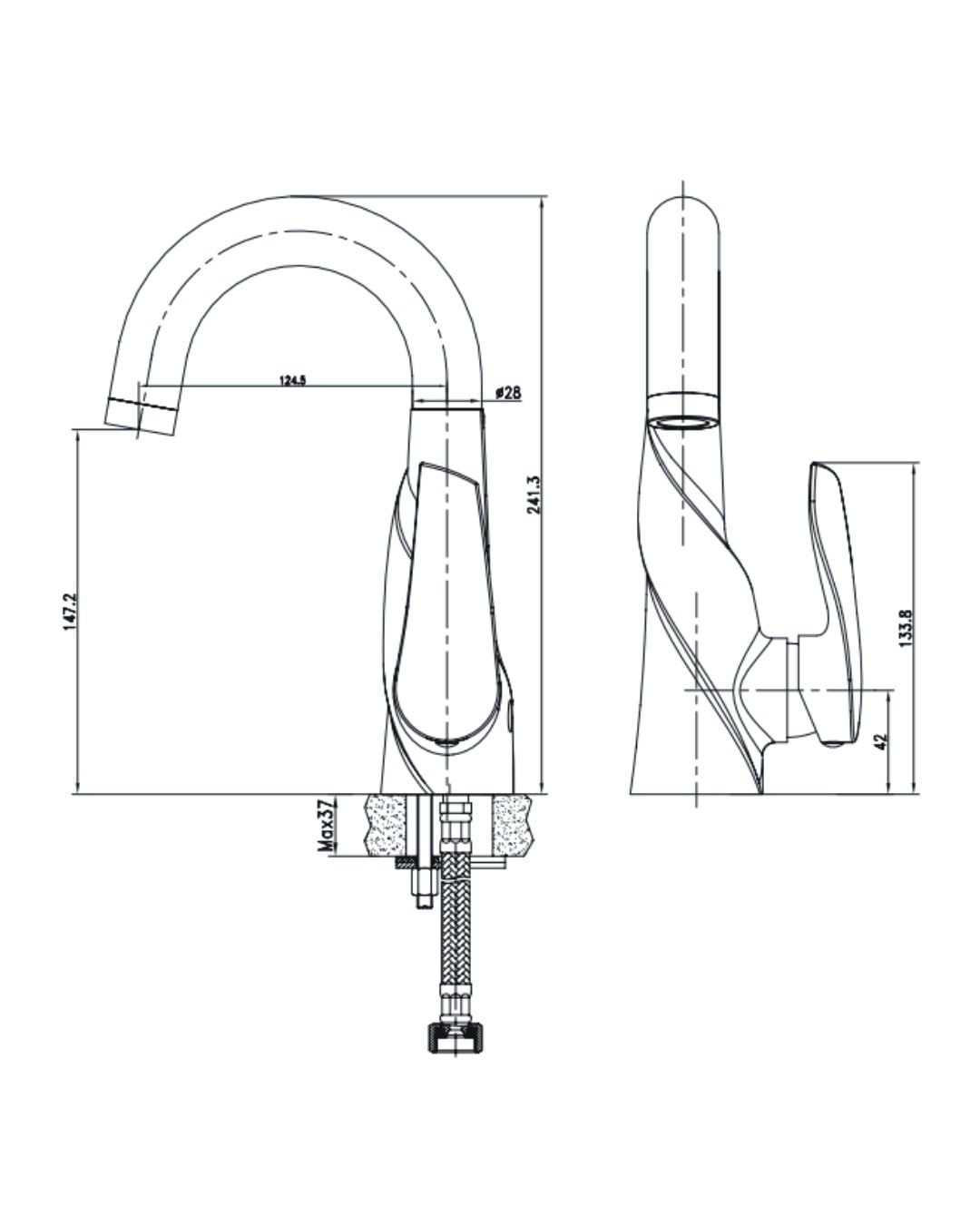 Coppia di rubinetti bagno monocomando Artemide cromo lucido per lavabo e bidet, design curvo - Boleco