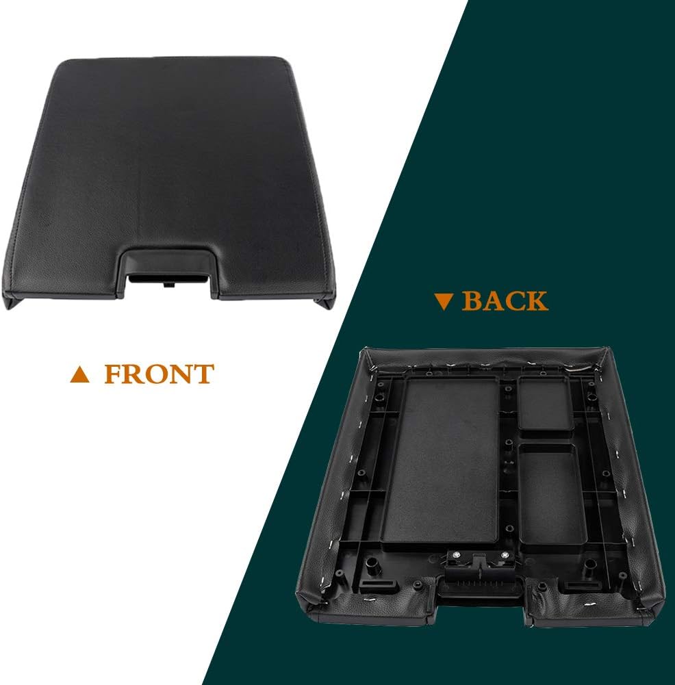 Center Console Armrest Lid with Latch for 2007-2013 Chevy Tahoe/Avalanche, 2008-2014 Silverado/GMC Yukon(XL)/Sierra 1500/2500/3500, Center Console Cover Repair Kit, Replaces OEM 20864154, Black