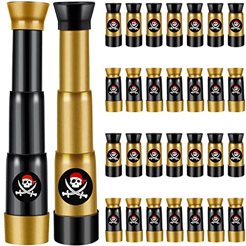 Deekin 12 Pcs Pirate Telescope Toy for Kids Pirate Birthday Toddler Telescope Spyglass Mini Treasure Hunt Pirates Ship Toys for Kids Birthday Party Favors