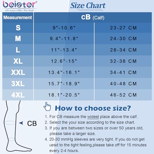 beister Waden Medizinische Kompressionsstrümpfe Damen & Herren Krampfadern Medizinisch Thrombosestrümpfe Schutz mit 20-30 mmHg Klasse 2 Gradientenkompression