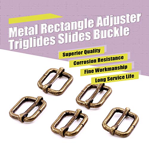 Swpeet 60Pcs 3/4 Inch - 20Mm Bronze Metal Rings Metal Rectangle Adjuster Triglides Slides Buckle, Roller Pin Buckles Slider Strap Adjuster Keychains For Belt Bags Diy (Bronze, 3/4 Inch) #TOP3