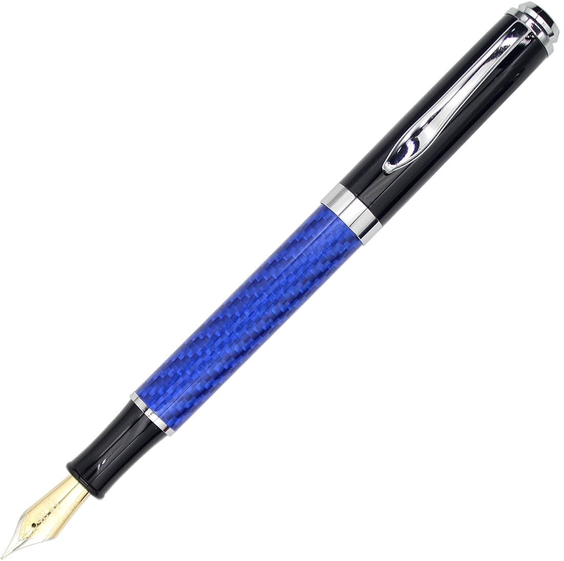 Gullor Metal Carbon Fiber Fountain Pen, Fine Nib (0.5 mm Tip), Blue