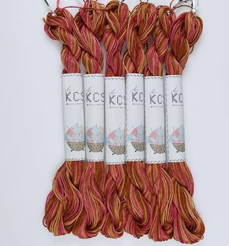Image of KCS Big skeins of 25 Meters Size 25 Color Variegated Cross Stitch Stranded Threads,6 skeins,4130