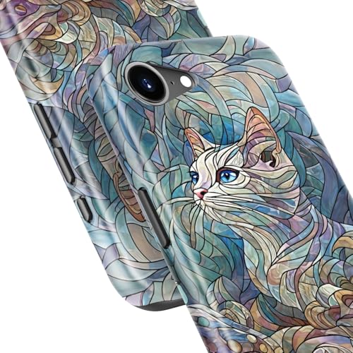 Image of Goodon for iPhone 16e Case Cute - Wireless Charging Compatible - Dual-Layer Hard Shell + Silicone Cover - Protective Phone Case with Trendy Designs for Women - an Abstract Ragdoll Cat | Dual-Layer Hard Shell + Silicone, Slim Fit Protective Phone Cover with Wildflower Designs for Women Girls