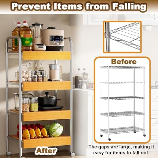Portable Reusable Pantry Storage Rack Cover, 5pcs/ 6pcs PVC Wood-Look Wireshelf Covers for Dining Cabinet Kitchen, Enhances Aaesthetic(6 Pack,97x30x5cm/38x12x2in)