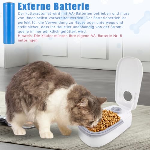 Tyafzzn Automatischer Futterspender für Katze, Futterautomat mit 48 Stunden-Timer für Trockenfutter oder Halbfeuchtes Futter, Automatic Feeder für Katzen und Kleine Hunde
