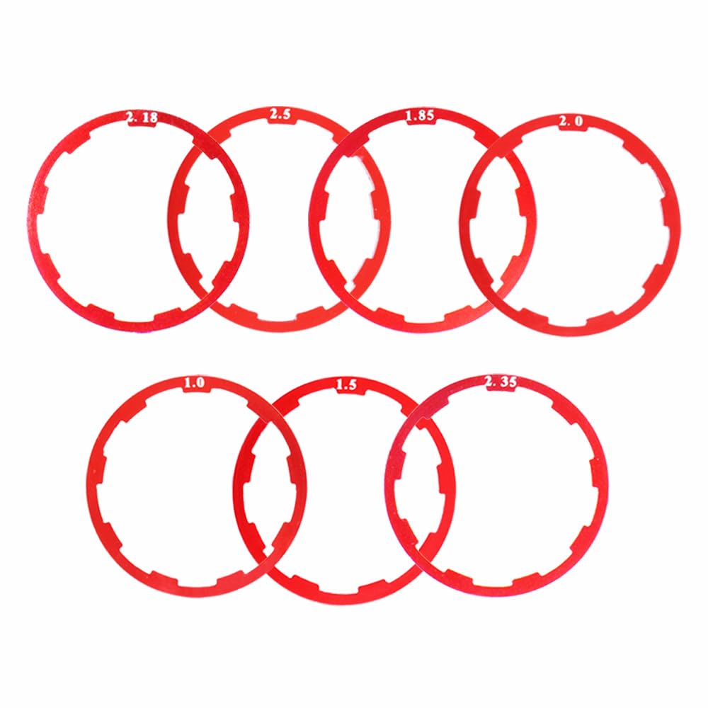 Albedel Bicycle Flywheel Washer Spacer Cassette Headset Gasket Hub Bottom Bracket Bike Cycling Flywheel Axle for MTB Road Bike 1mm 1.5mm 1.85mm 2mm 2.18mm 2.35mm 2.5mm Red